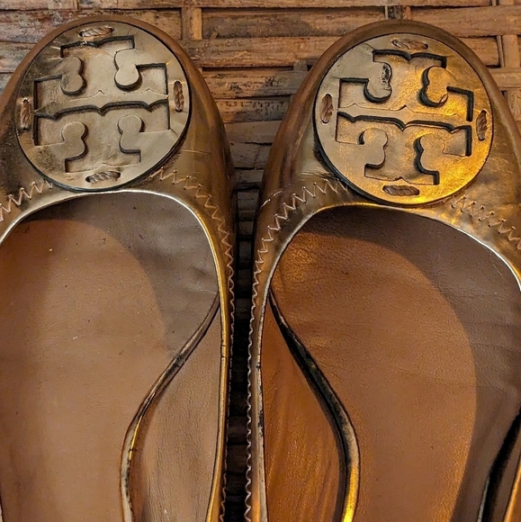 Tory Burch metallic rose gold leather ballet flats size 8 (approx) - Picture 5 of 9
